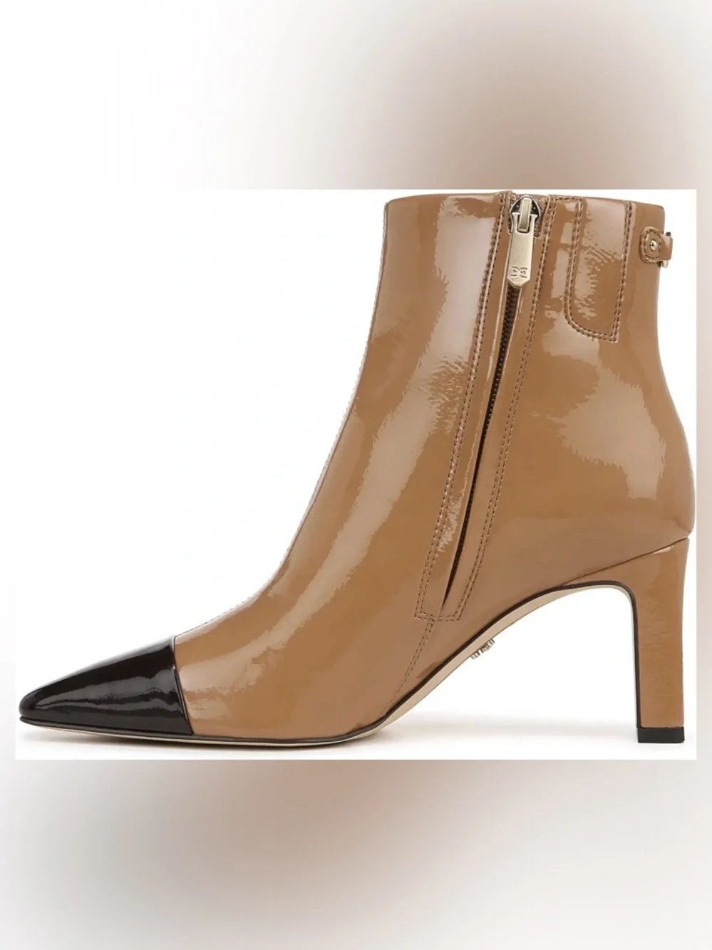 NWOT Sam Edelman Saige 2 Camel  Ankle Boots with Rich Chocolate Toe